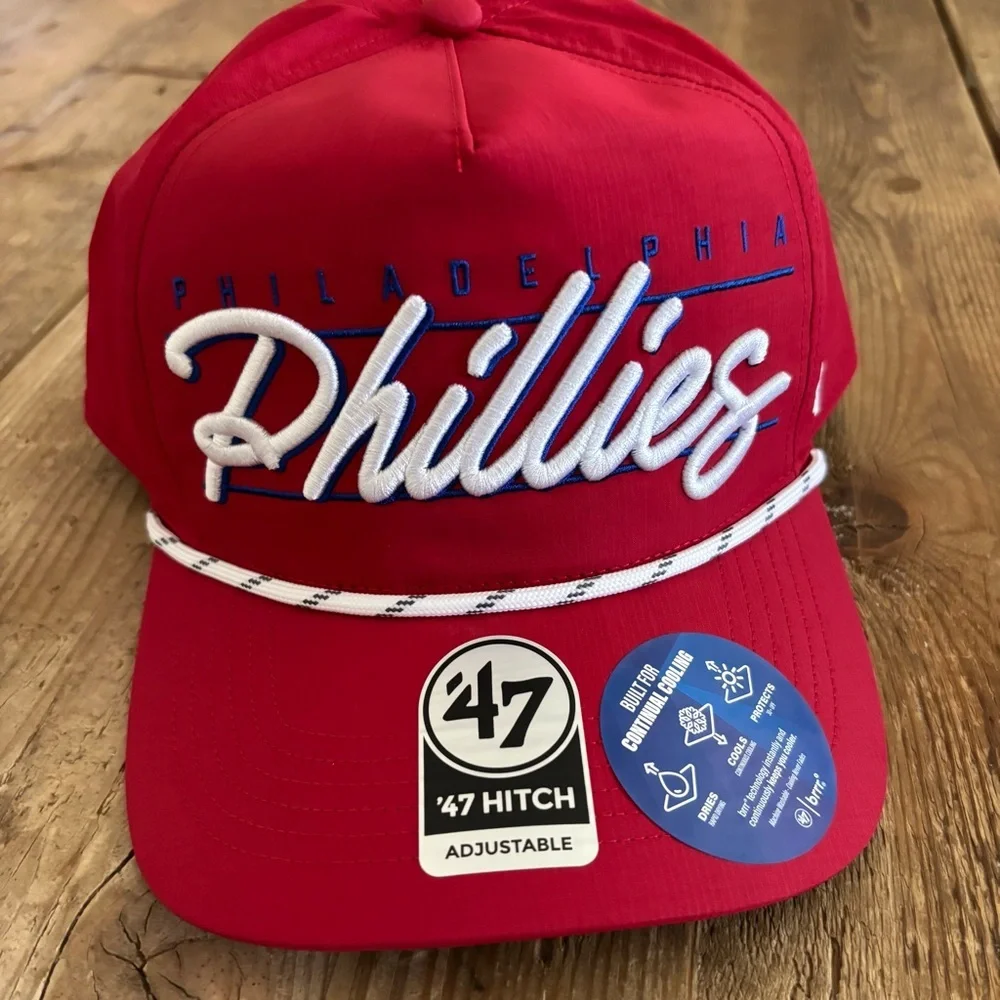 NWT Philadelphia Phillies MLB '47 Brand Red Script Rope Hitch Adjustable Hat - Picture 2 of 8